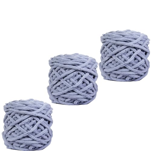 golo Grobes Chenille-Garn zum Häkeln, 100 g x 3, super sperriges Garn für Handstrickdecke, weiches Chenille-Garn von golo