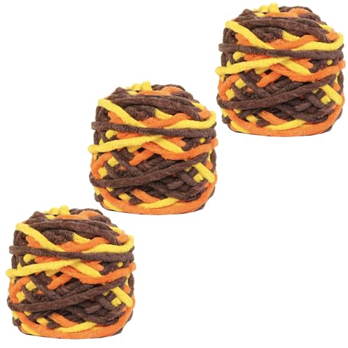 golo Grobes Chenille-Garn zum Häkeln, 100 g x 3, super sperriges Garn für Handstrickdecke, weiches Chenille-Garn golo Grobes Chenille-Garn zum Häkeln, 100 g x 3, super sperriges Garn für Handstrickdecke, weiches Chenille-Garn von golo