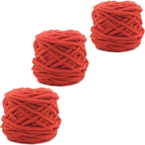 golo Grobes Chenille-Garn zum Häkeln, 100 g x 3, super sperriges Garn für Handstrickdecke, weiches Chenille-Garn von golo