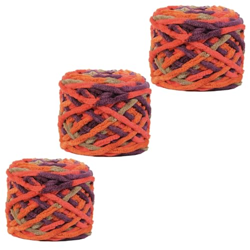 golo Grobes Chenille-Garn zum Häkeln, 100 g x 3, super sperriges Garn für Handstrickdecke, weiches Chenille-Garn von golo