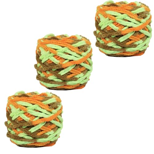 golo Grobes Chenille-Garn zum Häkeln, 100 g x 3, super sperriges Garn für Handstrickdecke, weiches Chenille-Garn von golo