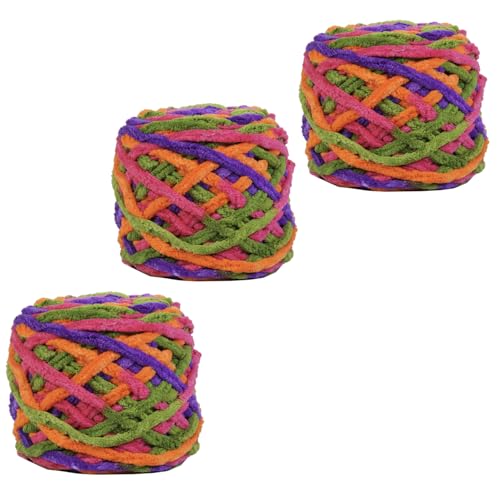 golo Grobes Chenille-Garn zum Häkeln, 100 g x 3, super sperriges Garn für Handstrickdecke, weiches Chenille-Garn von golo