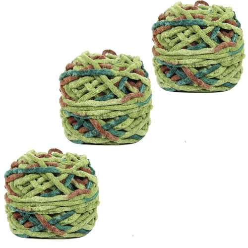 golo Grobes Chenille-Garn zum Häkeln, 100 g x 3, super sperriges Garn für Handstrickdecke, weiches Chenille-Garn von golo