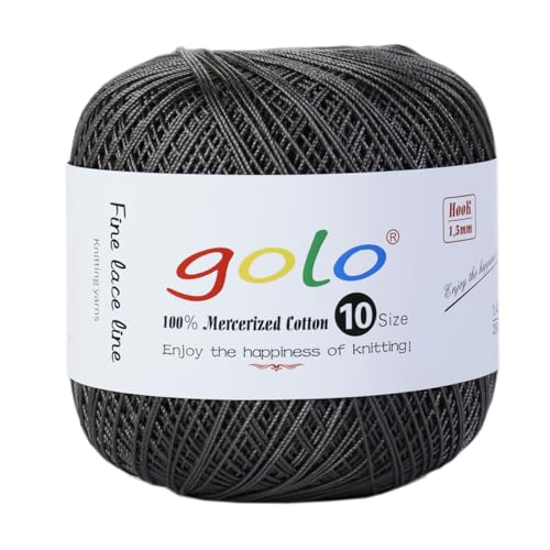 golo Häkelgarn, Größe 10, Garn für Handstricken, Häkelgarn, Grau 227 von golo