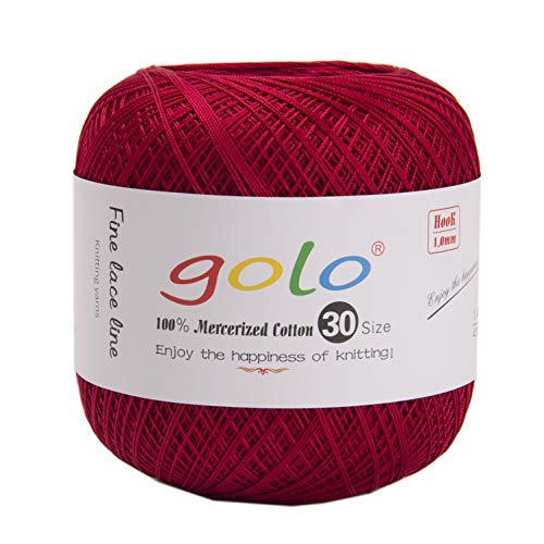 golo Häkelgarn 30 Garn zum Häkeln für handgestricktes Häkelgarn Gewinde häkeln (Rot) von golo