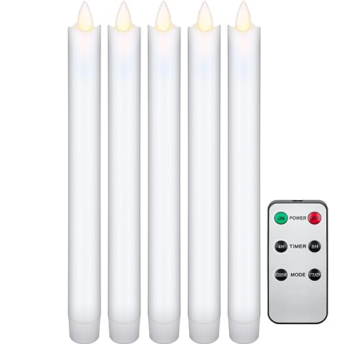 Goobay 49867 LED Stabkerzen mit Timerfunktion / LED Kerzen mit Fernbedienung / Warmes Licht LED Kerze / LED Echtwachskerzen flackernde Flamme / Elektrische Kerzen 5er Set / Weiß von goobay