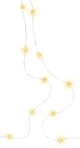 goobay 60332 20er LED-Silberdraht Lichterkette/Sterne/Lichterkette mit Timerfunktion/Warmweiß (3000 K) / Batteriebetrieben, Transparent, Silber von goobay