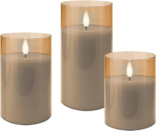 goobay 3er-Set LED Kerzen mit Timerfunktion - Echtwachs Im Glas, Gold-Transparent, 3D-Docht, batteriebetrieben, warmweiß - Stilvolle LED Kerze für sichere Deko im Wohnzimmer oder Esszimmer goobay 3er-Set LED Kerzen mit Timerfunktion - Echtwachs Im Glas, Gold-Transparent, 3D-Docht, batteriebetrieben, warmweiß - Stilvolle LED Kerze für sichere Deko im Wohnzimmer oder Esszimmer von goobay