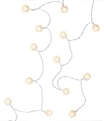goobay 60273 20er LED-Lichterkette/LED Schneebälle/Lichterkette mit Timerfunktion/Warmweiß (3000 K) / Batteriebetrieben für Innen, Weiß, Transparent von goobay