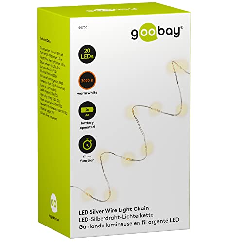 goobay 66736 20er LED-Lichterkette Timer-Funktion, Batteriebetrieb, 1,05 Meter Gesamtlänge silber goobay 66736 20er LED-Lichterkette Timer-Funktion, Batteriebetrieb, 1,05 Meter Gesamtlänge silber von goobay
