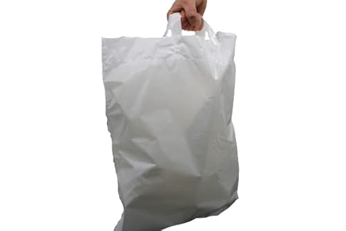 good4food 50 Stück LDPE-Kunststoff-Handtaschenschlaufen in Weiß 45x50 5 cm 50 µm Tragetasche Einkaufstasche von good4food