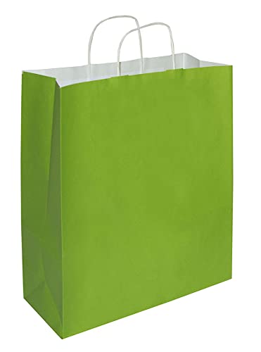 goodsforbusiness GmbH 50 x Papiertaschen grün, Gr. 18 x 08 x 22 cm| Papiertüte mit Papier-Kordelgriff | sehr stabile Papiertüten aus 100g/qm Kraftpapier von goodsforbusiness GmbH