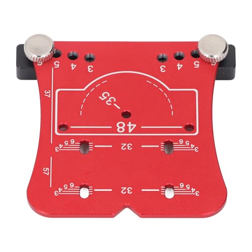 Scharnier Punch Locator, 35 mm Scharnier Bow Jig Leitfaden mit Einstellbarer Randmarkierung und 4 Lochabstand für Eine Präzise Positionierung (Rotes Scharnier) von goodstumbler