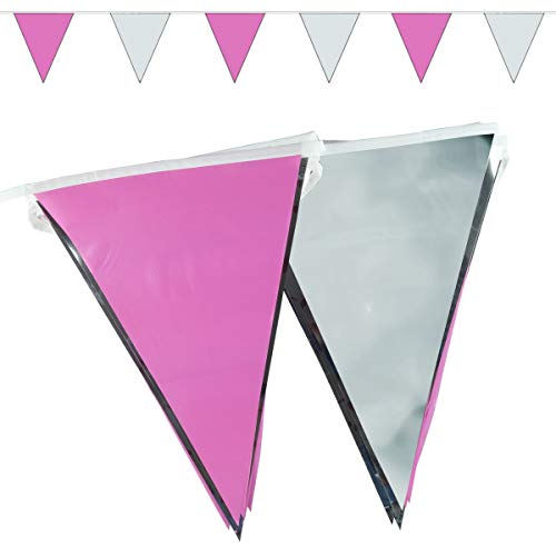Goodymax® Wimpelkette 10 m Pink-Silber - viele weitere Farben & Farbkombinationen zur Auswahl von Goodymax