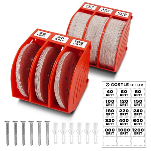 125mm Schleifscheiben Aufbewahrungsbox – Set aus 6 Boxen, Rot, Platzsparend, Stapelbar, mit Körnungs-Kategorisierung für Werkstatt und Exzenterschleifer Zubehör von gostle