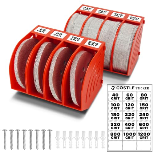 125mm Schleifscheiben Aufbewahrungsbox – Set aus 8 Boxen, Rot, Platzsparend, Stapelbar, mit Körnungs-Kategorisierung für Werkstatt und Exzenterschleifer Zubehör von gostle
