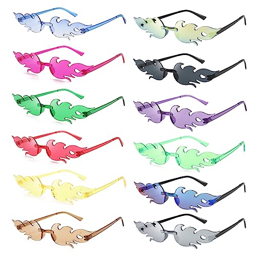 gotyou 12 Stück Flammen Sonnenbrille,Flammen Brillen,Feuer Flammenbrille Rahmenlose,Sonnenbrillen Creative Flamme,Randlos Welle Frameless Sun Glasses,für Maskerade, Summer, Party, Musikfestival gotyou 12 Stück Flammen Sonnenbrille,Flammen Brillen,Feuer Flammenbrille Rahmenlose,Sonnenbrillen Creative Flamme,Randlos Welle Frameless Sun Glasses,für Maskerade, Summer, Party, Musikfestival von gotyou