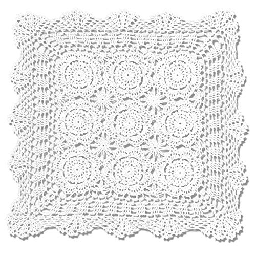 Platzdeckchen / Tischdeckchen mit Häkelspitze, quadratisch, handgefertigt, 48,3 - 68,6 cm, 100 % Baumwolle, weiß, 58,4 cm Platzdeckchen / Tischdeckchen mit Häkelspitze, quadratisch, handgefertigt, 48,3 - 68,6 cm, 100 % Baumwolle, weiß, 58,4 cm von gracebuy