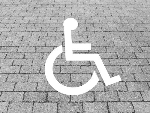 gravurfix Schablone Behindertenparkplatz | Sprühschablone Bodenmarkierung Rollstuhlfahrer verschiedene Größen 60x60cm, 50x50, 40x40 (50x50cm) von gravurfix