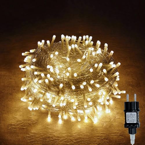 Gresonic 100/200/300/400er Led Lichterkette Strombetrieben mit Stecker Außen und Innen für Garten Hochzeit Weihnachten Party Warmweiß (Warmweiss, 400LED) von Gresonic