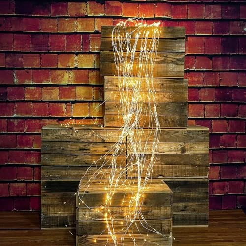 Gresonic Lichterkette Außen Wasserfall Lichterbündel 300 LED Lichterschweif mit Strom, Wasserdichte Lichterstrang für Gießkanne kinderzimmer camping balkon Aussen und Innen Deko Warmweiß von Gresonic