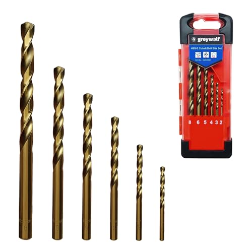 HSS-Kobalt-Metallbohrer-Set, 6-teilig, M35, 5% Kobalt-Bohrer, Hss-G-Metall für Edelstahl, Eisen usw. (2/3/4/5/6/8 mm) von greywolf