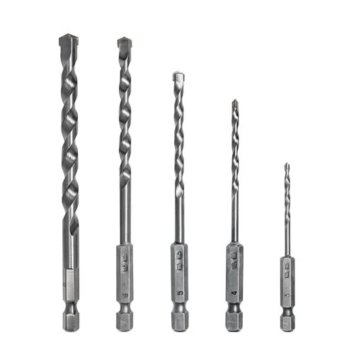 Greywolf Betonbohrer-Set, Steinbohrer-Set, schlagfeste Sechskantschaftbohrer, industrielle Hartmetallbohrer für Glas/Ziegel/Kunststoff/Zement/Fliesen (3/4/5/6/8 mm), 5-teilig von greywolf