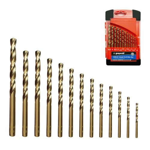 Greywolf Kobalt-Bohrer-Set, M35 HSS-Metallbohrer-Set, 135° für gehärtetes Metall, Edelstahl, Gusseisen, Holz und Kunststoff, mit indexierter Aufbewahrungsbox (Ø1,5-6,5 mm), 13-tlg. von greywolf