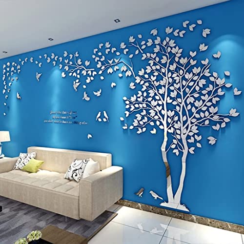 Wandtattoo Baum 3D DIY Wall Stickers Wandaufkleber Wandtattoo Wohnzimmer Schlafzimmer Family Wandsticker für Treppen Halle (Silber Rechts,XXL-500 * 250cm) von guangmu