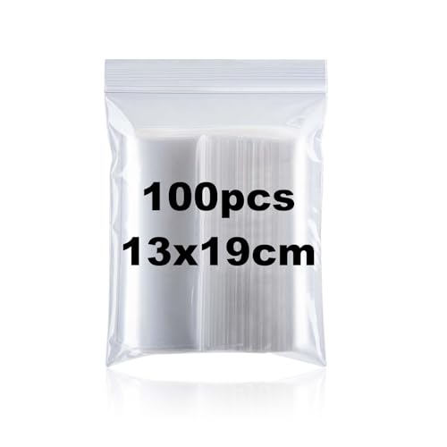 100 Stück verschließbare Plastiktüten, Druckverschlussbeutel, 13 x 19 cm, mittlere Druckverschlussbeutel, wiederverschließbar, transparente Plastiktüten, kleine Plastiktüten, winzige, transparente 100 Stück verschließbare Plastiktüten, Druckverschlussbeutel, 13 x 19 cm, mittlere Druckverschlussbeutel, wiederverschließbar, transparente Plastiktüten, kleine Plastiktüten, winzige, transparente von guangyuan