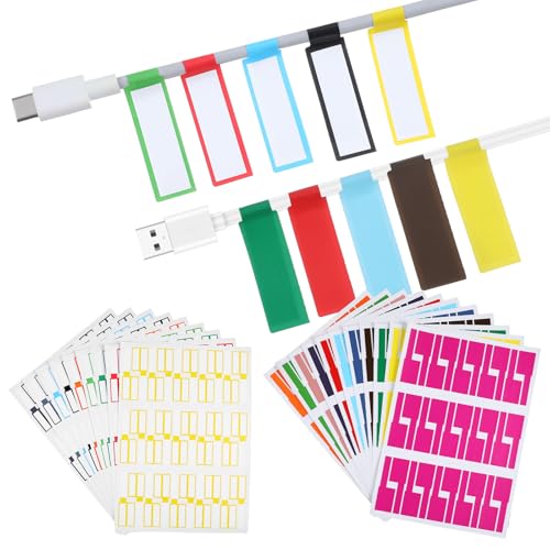 Guduling 600 Stück Kabeletiketten,Kabelbeschriftung Selbstklebend,Kabel Beschriftung,Kabel Label,Wasserdicht Reißfest Kabelkennzeichnung,Klare Trennung der Drähte,Mehrfarbig(Bunte) von guduling
