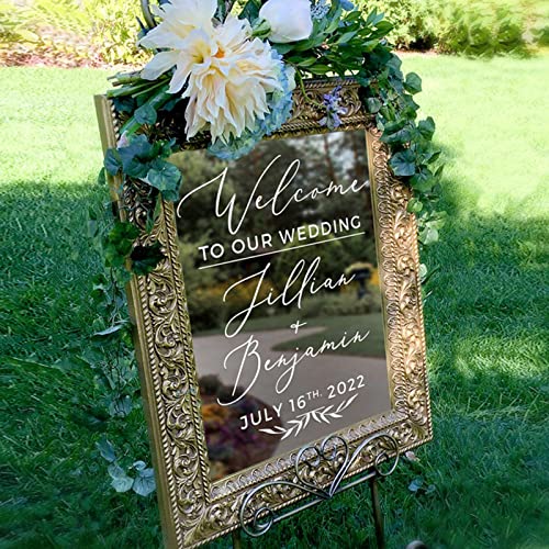 gue Custom Hochzeit Zeichen Aufkleber Decor Hochzeit Willkommen Spiegel Aufkleber Personalisierte Namen Und Datum Hochzeit Party Decor Hochzeit Zeichen (42x34 cm) von gue