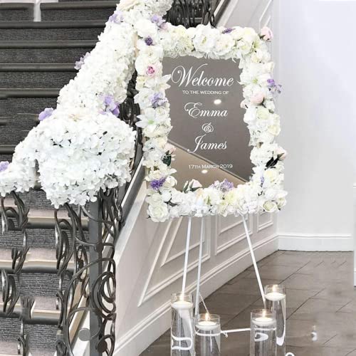 guk Acryl-Schild mit Aufschrift "Welcome Wedding", personalisierbar, weiße Tinte auf transparentem Acryl-Display, Willkommensschild für Hochzeitsempfang (41,9 x 51,8 cm) von guk