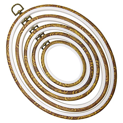 5 ovale Stickrahmen – Kreuzstichrahmen-Set, dekoratives Display, Stickringe, 10 cm - 29 cm, für Nadelspitzen-Näharbeiten (5 verschiedene Größen) von guofa