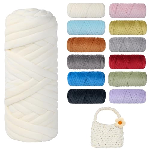 Dickes, grobes Garn zum Stricken, weiches Kristallfleece, riesiges Schlauchgarn für Handkinting-Projekte, Überwurfdecke, Haustierbett, Kissen und Geldbörsen (Beige, 30 m) von guofa
