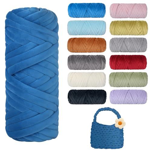 Dickes, grobes Garn zum Stricken, weiches Kristallfleece, riesiges Schlauchgarn für Handkinting-Projekte, Überwurfdecke, Haustierbett, Kissen und Geldbörsen (Dunkelblau, 30 m) von guofa