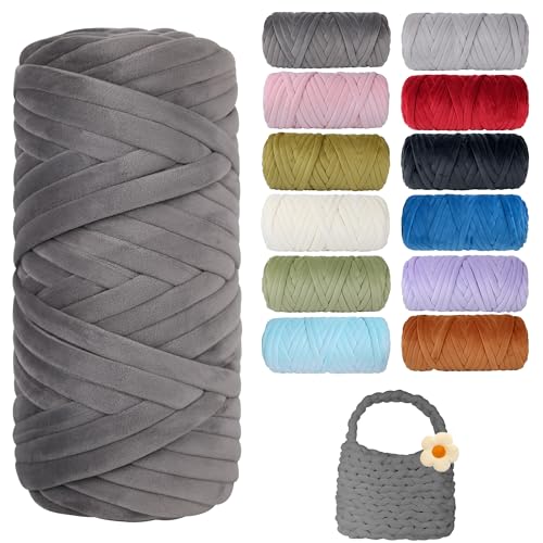 Dickes, grobes Garn zum Stricken, weiches Kristallfleece, riesiges Schlauchgarn für Handkinting-Projekte, Überwurfdecke, Haustierbett, Kissen und Geldbörsen (Dunkelgrau, 60 m) von guofa