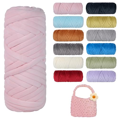 Dickes, grobes Garn zum Stricken, weiches Kristallfleece, riesiges Schlauchgarn für Handkinting-Projekte, Überwurfdecke, Haustierbett, Kissen und Geldbörsen (Rosa, 30 m) von guofa