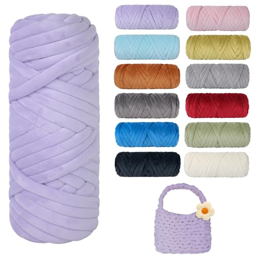 Dickes, grobes Garn zum Stricken, weiches Kristallfleece, riesiges Schlauchgarn für Handkinting-Projekte, Überwurfdecke, Haustierbett, Kissen und Geldbörsen (lila, 30 m) von guofa