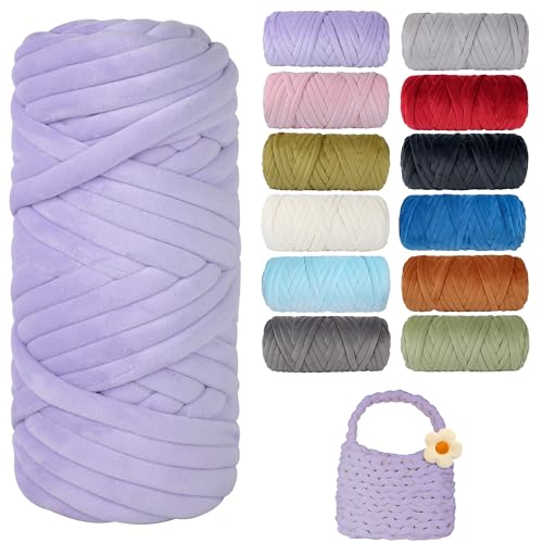 Dickes, grobes Garn zum Stricken, weiches Kristallfleece, riesiges Schlauchgarn für Handkinting-Projekte, Überwurfdecke, Haustierbett, Kissen und Geldbörsen (lila, 60 m) von guofa