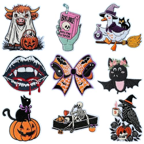 Halloween-Aufnäher zum Aufbügeln, niedlicher Kürbis, Geist, Kuh, Boo, Totenkopf, Gans, Hexe, Fledermaus, bestickte Applikation, DIY-Handwerk, Geschenke für Kinder, Schleifen-Aufnäher für Kleidung Halloween-Aufnäher zum Aufbügeln, niedlicher Kürbis, Geist, Kuh, Boo, Totenkopf, Gans, Hexe, Fledermaus, bestickte Applikation, DIY-Handwerk, Geschenke für Kinder, Schleifen-Aufnäher für Kleidung von guoheduo
