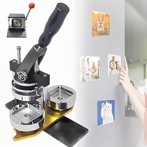 Quadratisches Magnetherstellungsmaschinen-Kit, 50 x 50 mm DIY-Foto-Kühlschrankmagnetherstellungsmaschine, Abzeichenpresse mit Papierschneider und 100-teiligen Materialien von guoyjmm