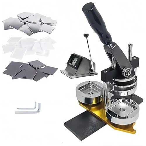 guoyjmm DIY Quadratischer Kühlschrankmagnet-Abzeichen Knopf, 5 x 5 cm Kühlschrankmagnet-Herstellen Maschine, quadratische Presse, mit 1 Presse, 1 Papierschneider und 100 Sätzen Verbrauchsmaterial von guoyjmm