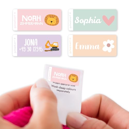 Gutmarkiert – Personalisierte Namensaufkleber für Kinder Kleidung – Langlebige Namensetiketten für Kinder – Personalisierbare Textilaufkleber – einfach anzubringen – 40 Stück 26x12mm – Ocean von gutmarkiert
