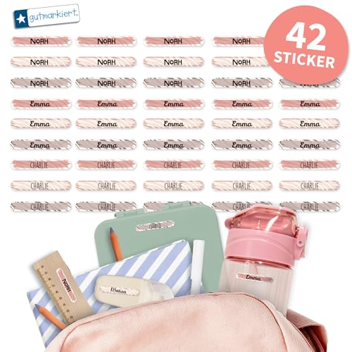Gutmarkiert - Personalisierte Namensaufkleber für kleine Gegenstände wie Stifte, Bleistifte, Lineal, Zahnbürsten usw. Mikrowellen- und spülmaschinenfest. Format: 3,8 x 0,6 cm. (Zebra, 42) von gutmarkiert