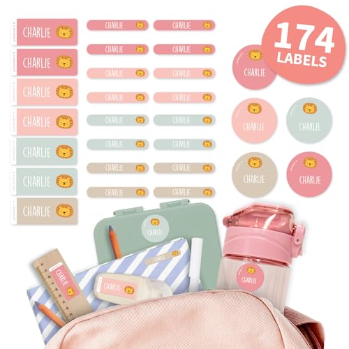 gutmarkiert – Namensaufkleber für Kinder Vorteilspack Mini, Kleine & Runde Namenssticker – Personalisierbare Namensetiketten mit Namen & Motiv – Ideal für Schule & Kindergarten – 232 St. – Strand von gutmarkiert