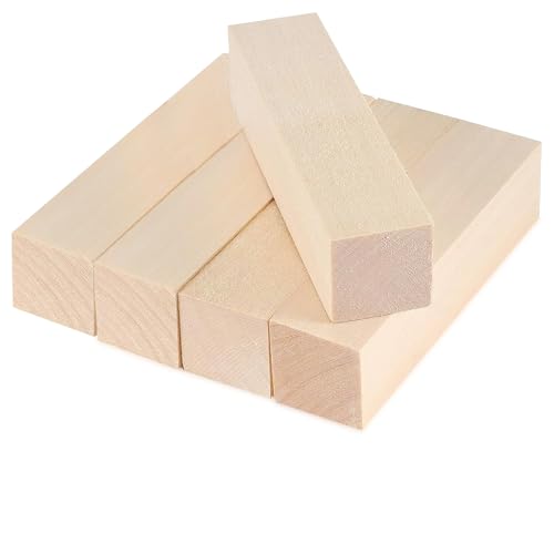 5 Stück Lindenholz Holzblöcke, Basteln Schnitzholz, Schnitzen Holzstücke Balsaholz, 15 x 5 x 5 cm Holzblöcke Schnitzholz, für Groß Lindenholz Holzblöcke zum DIY Schnitzen von gvivej