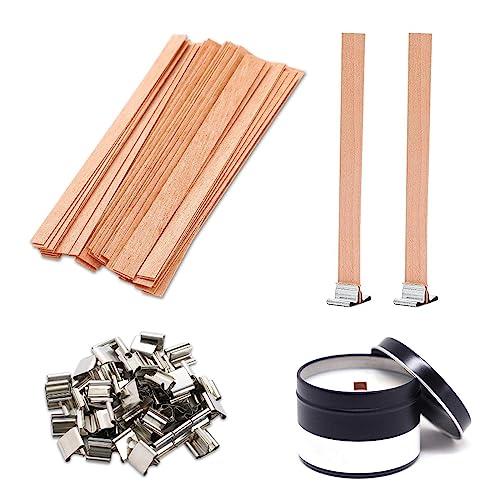 Holzdocht Kerze, 25 Stücke Kerzendocht aus Holz, mit 50 Eisenständer, Holzdocht für DIY Kerzenherstellung Handwerk, 13 x130 mm Holzdocht Kerze, 25 Stücke Kerzendocht aus Holz, mit 50 Eisenständer, Holzdocht für DIY Kerzenherstellung Handwerk, 13 x130 mm von gvivej
