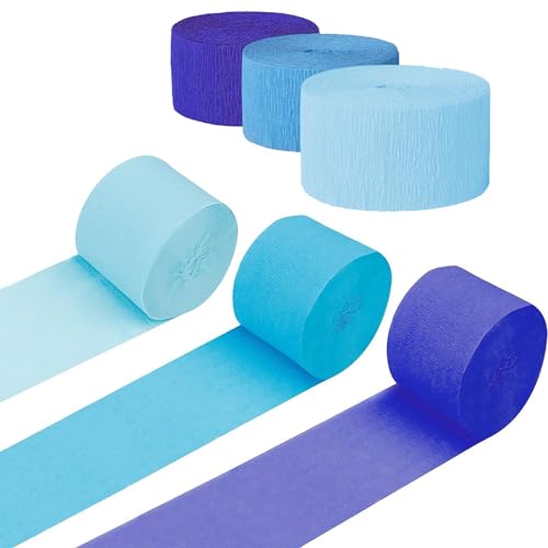 Krepppapier 6 Rollen, Krepp Papier von Blau, Hellblau, Lila, Regenbogen Krepppapier Band für Partydeko, Geburtstagsdeko, Hochzeitsdekorationen, 4,5 cm x 25 m von gvivej