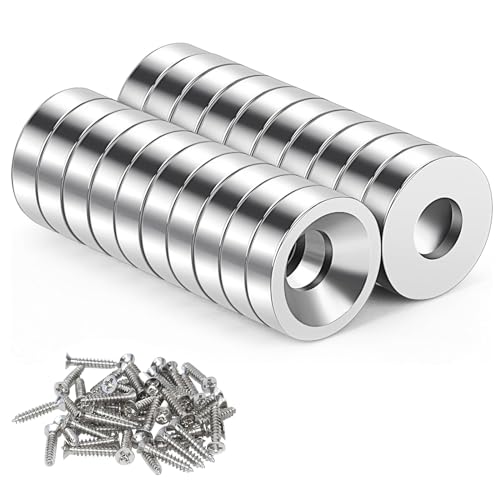 Neodym Magnete,20 Stück Magnete Extra Stark,Mit Loch 10x3-3 mm,Neodym Magnete Extra,Groß Stark Rund,für Küchenschrank Kühlschrank von gvivej